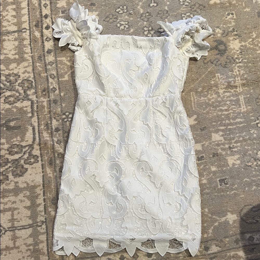 Milly Strapless White Lace Dress